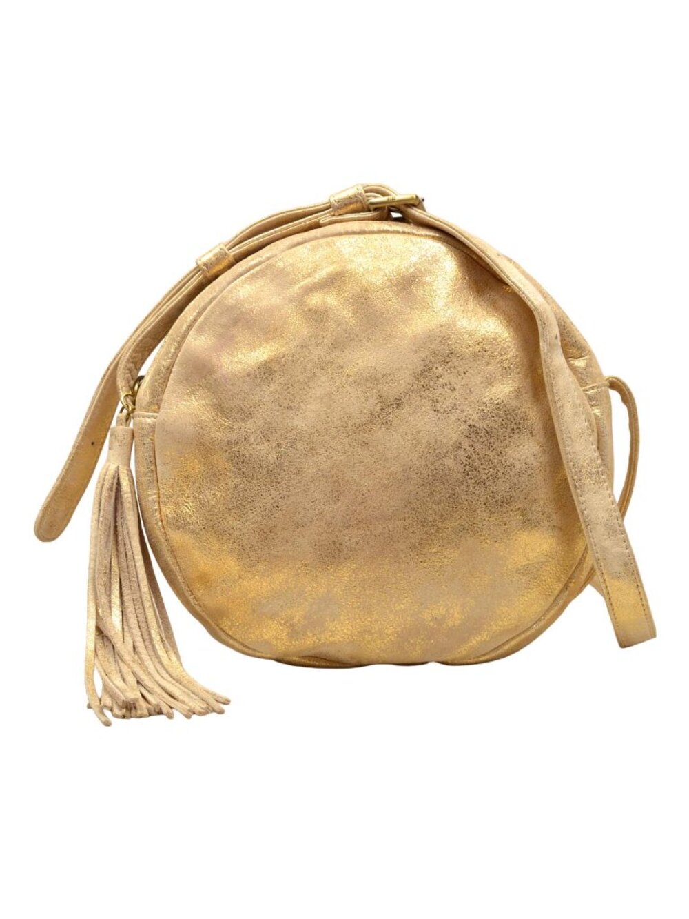 HOBO GROOVE Crossbody Bag Distressed Gold Metallic Leather Finish